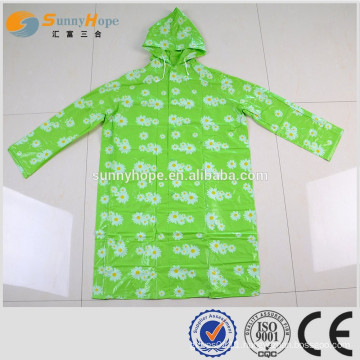 SUNNYHOPE flowers pattern green color raincoat for adult